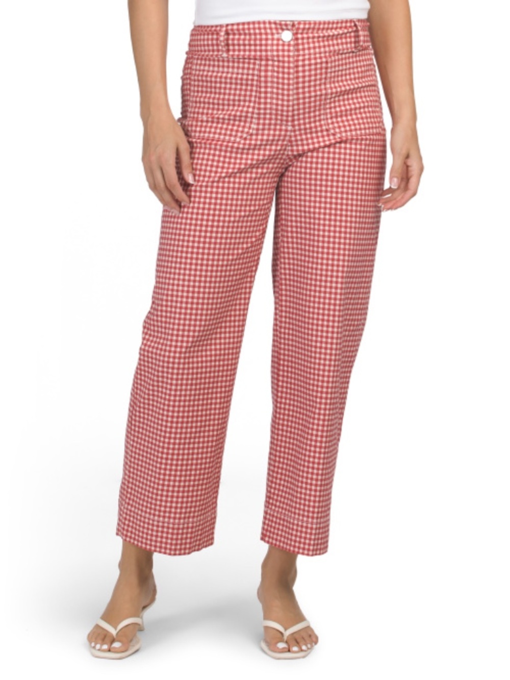 Nicole Miller Gingham Colette Cropped Hi-Rise Straight Leg Pants
